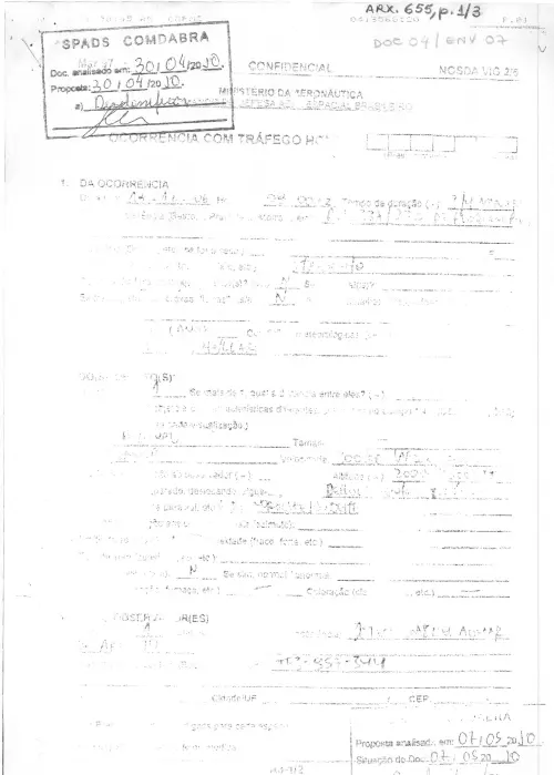 First page of BrazilianUFOFiles - BR AN BSB ARX 655