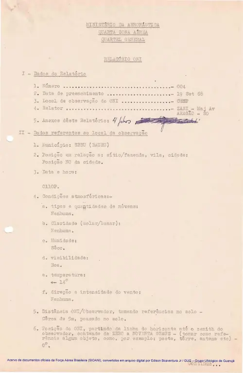 First page of BrazilianUFOFiles - CASO SIOANI 4 - Caso SIOANI 004 Colorido ORIGINAL