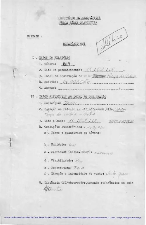 First page of BrazilianUFOFiles - CASO SIOANI 15 Caso SIOANI 015