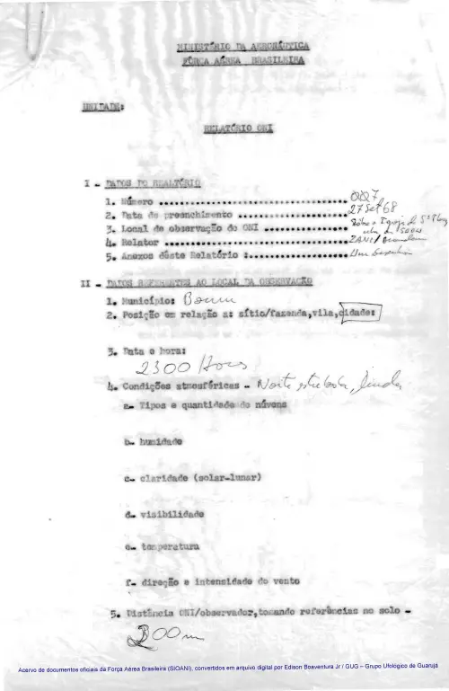 First page of BrazilianUFOFiles - CASO SIOANI 7 Caso SIOANI 007