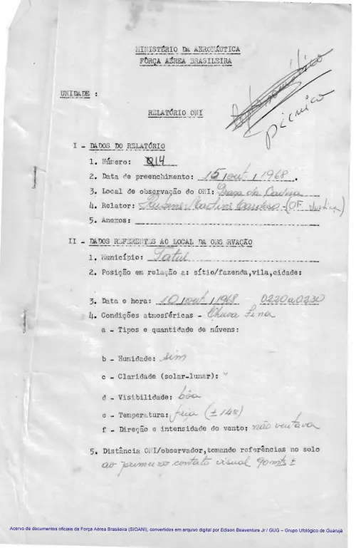 First page of BrazilianUFOFiles - CASO SIOANI 14 Caso SIOANI 014