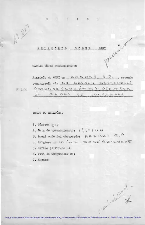 First page of BrazilianUFOFiles - CASO SIOANI 17 Caso SIOANI 017