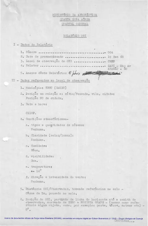 First page of BrazilianUFOFiles - CASO SIOANI 4 - Caso SIOANI 004