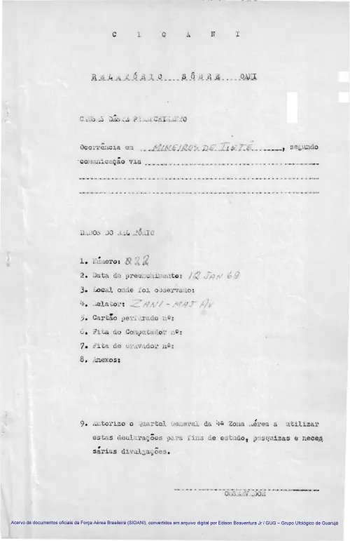 First page of BrazilianUFOFiles - CASO SIOANI 22 Caso SIOANI 022