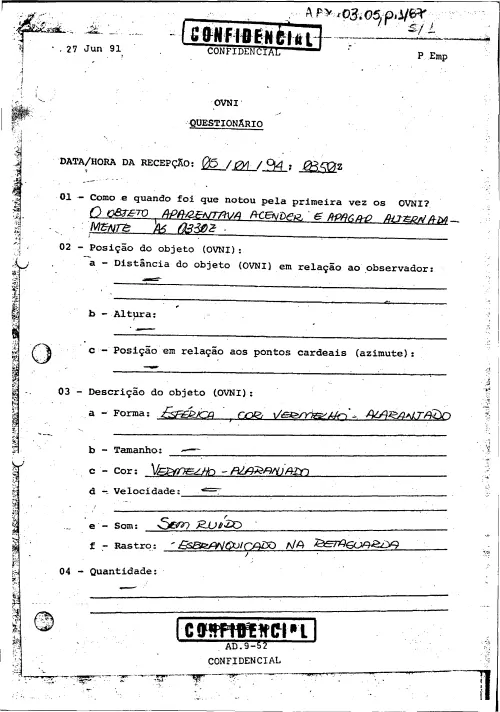 First page of BrazilianUFOFiles - BR AN BSB ARX 003 005