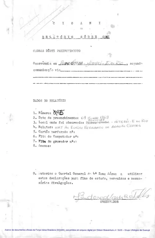 First page of BrazilianUFOFiles - CASO SIOANI 45 Caso SIOANI 045