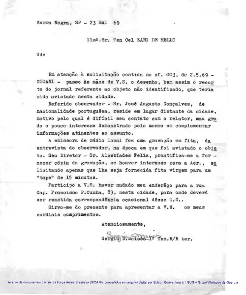 First page of BrazilianUFOFiles - CASO SIOANI 36 Caso SIOANI 036