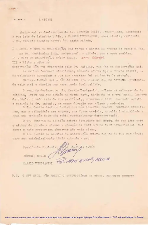 First page of BrazilianUFOFiles - CASO SIOANI 39 Colorido ORIGINAL Caso SIOANI 039 Colorido ORIGINAL