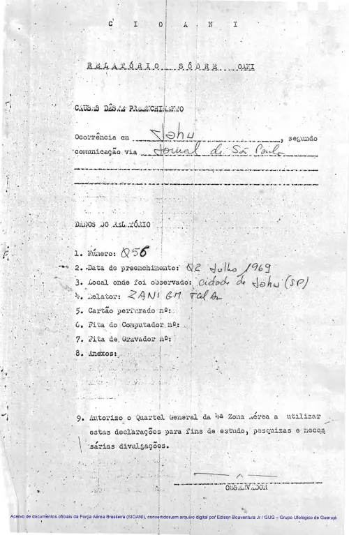 First page of BrazilianUFOFiles - CASO SIOANI 56 Caso SIOANI 056