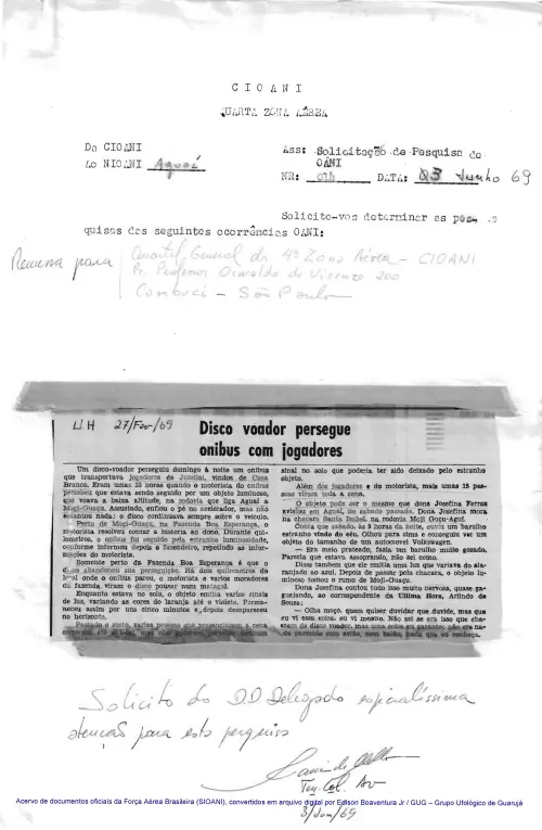 First page of BrazilianUFOFiles - CASO SIOANI 79 Caso SIOANI 079