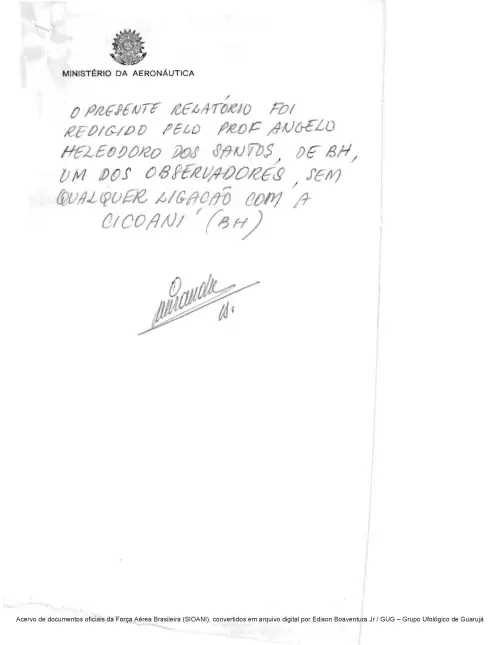 First page of BrazilianUFOFiles - CASO SIOANI SEM Nº - 003 69 - Preto e Branco Caso SIOANI Sem Nr 003 69
