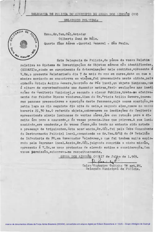 First page of BrazilianUFOFiles - CASO SIOANI SEM Nº - 001 69 Caso SIOANI Sem Nr 001 69