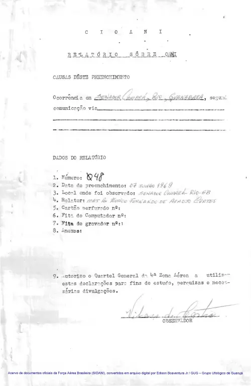 First page of BrazilianUFOFiles - CASO SIOANI 48 Caso SIOANI 048