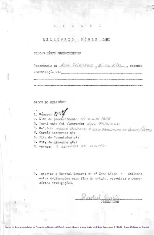 First page of BrazilianUFOFiles - CASO SIOANI 47 Caso SIOANI 047