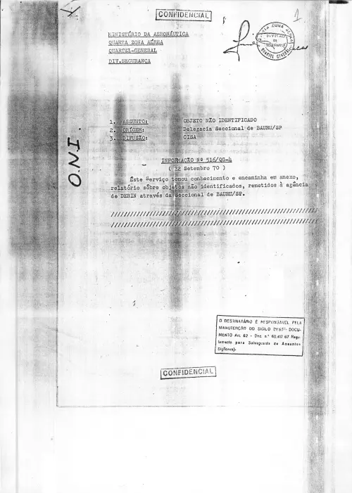 First page of BrazilianUFOFiles - CENDOC ENVELOPE 01 1970 CENDOC ENVELOPE 01 1970
