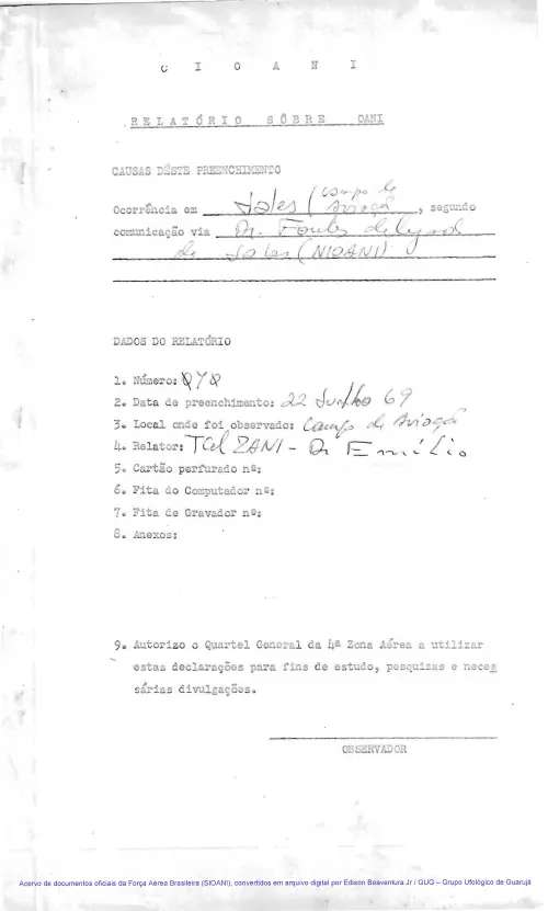First page of BrazilianUFOFiles - CASO SIOANI 70 Caso SIOANI 070