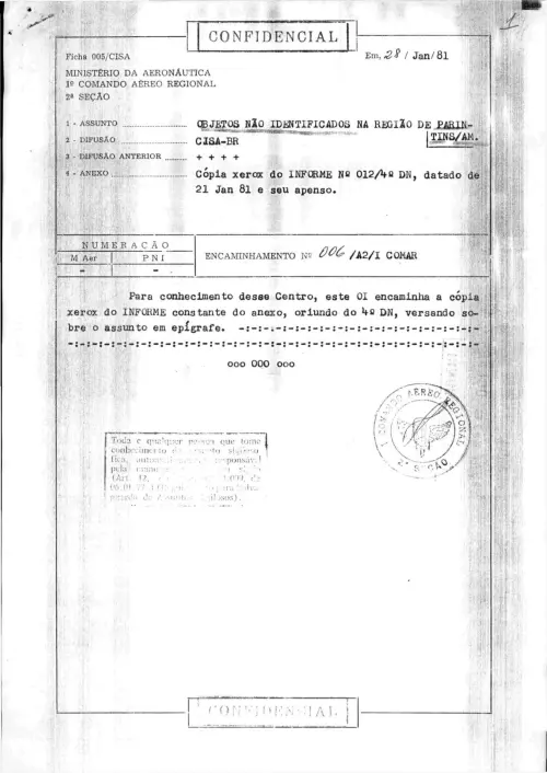 First page of BrazilianUFOFiles - CENDOC ENVELOPE 02 1981 CENDOC ENVELOPE 02 1981