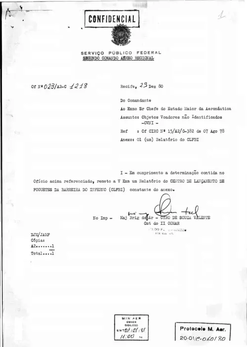 First page of BrazilianUFOFiles - CENDOC ENVELOPE 01 1980 CENDOC ENVELOPE 01 1980