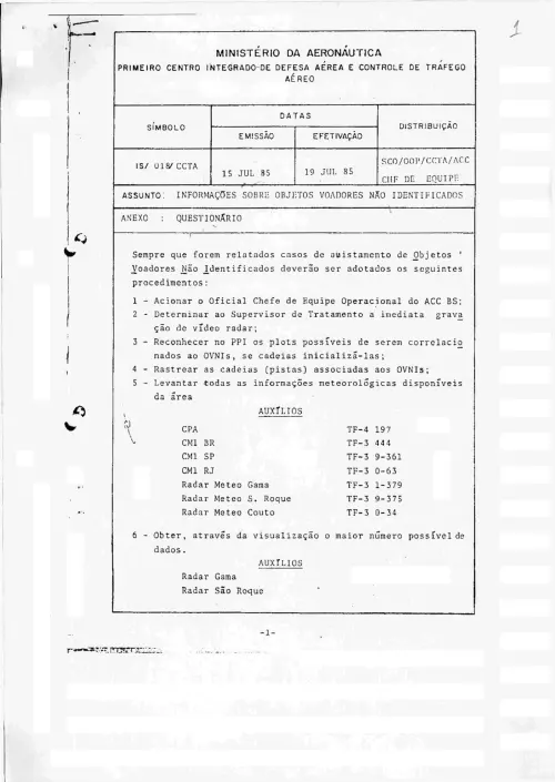 First page of BrazilianUFOFiles - CENDOC ENVELOPE 06 1985 CENDOC ENVELOPE 06 1985