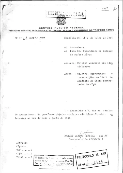 First page of BrazilianUFOFiles - CENDOC ENVELOPE 07 1986 CENDOC ENVELOPE 07 1986