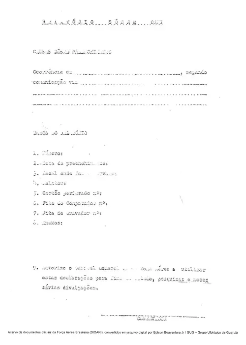 First page of BrazilianUFOFiles - FORMULÁRIO Formulário Relatório sobre OANI