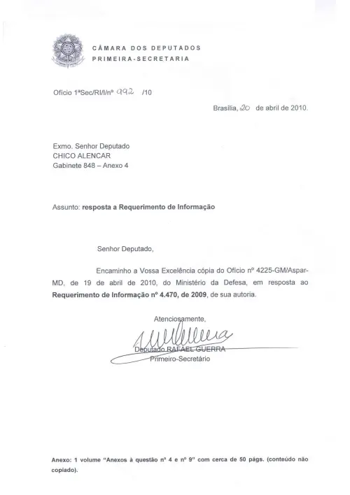 First page of BrazilianUFOFiles - Resposta ao RIC 4470 de 2009