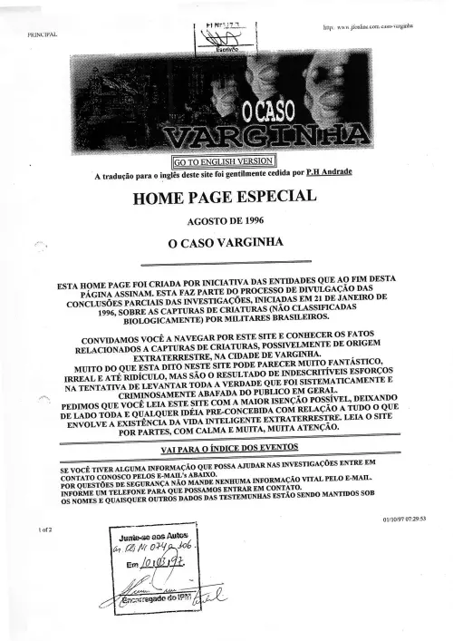 First page of BrazilianUFOFiles - varginha IPM 04 IPM 04