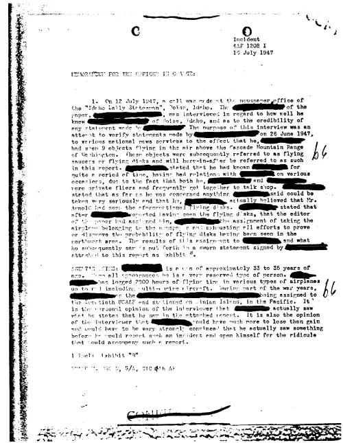 First page of FBI UFO Files - Part 3