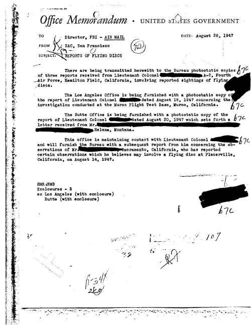 First page of FBI UFO Files - Part 5