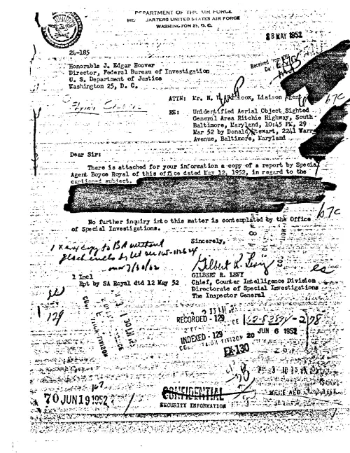 First page of FBI UFO Files - Part 10