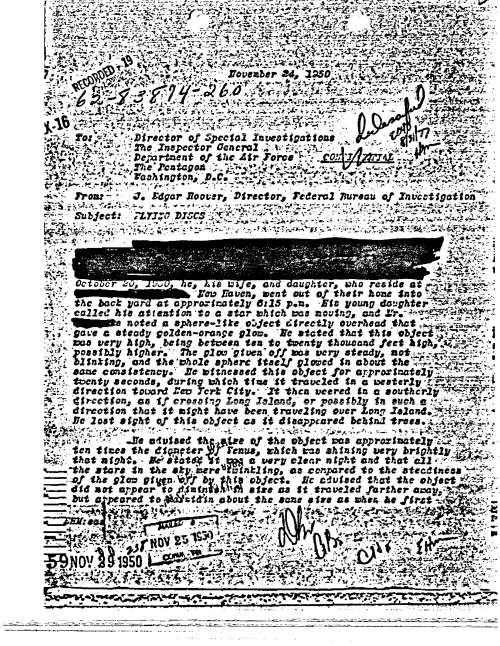 First page of FBI UFO Files - Part 11