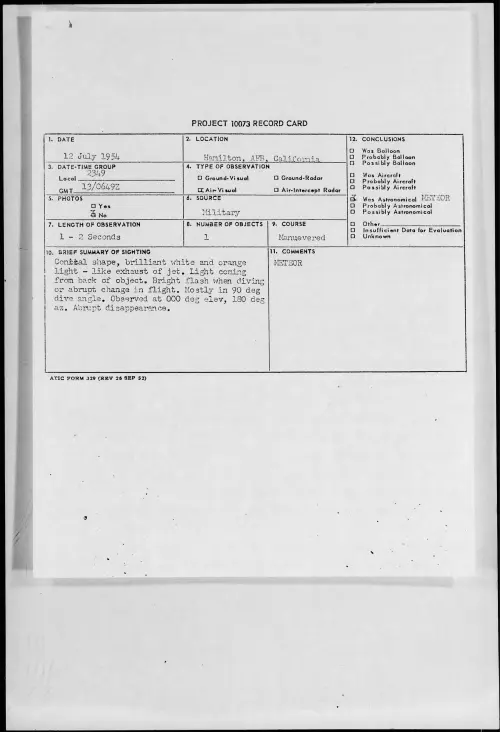 First page of 1954.07 - 8714825 - Hamilton, AFB, California