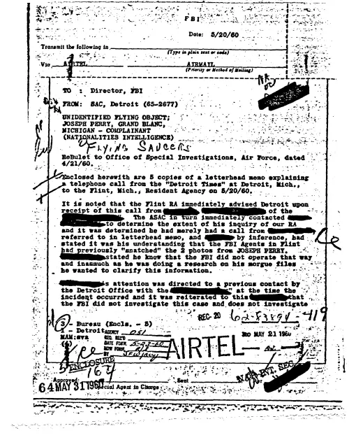 First page of FBI UFO Files - Part 14