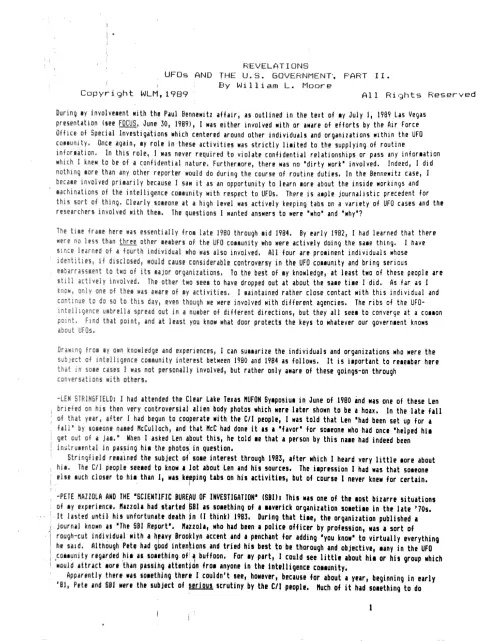First page of Moore Revelation and Interview