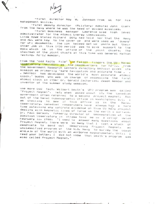 First page of Ronald Reagan MJ12 Headquarters