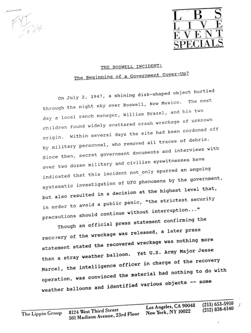 First page of Ronald Reagan UFO Coverup Live
