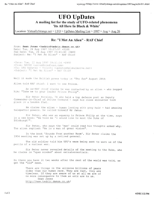 First page of Prince Phillip alien