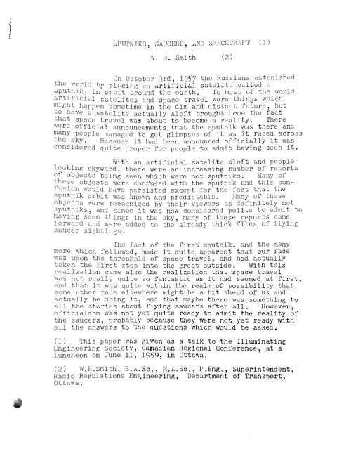 First page of Canada Wilbert Smith Archives Collection Wilbert Smith written articles 1
