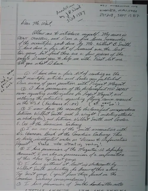 First page of Wilbert Smith Archives Files Box 1131 02 1131-02-p075