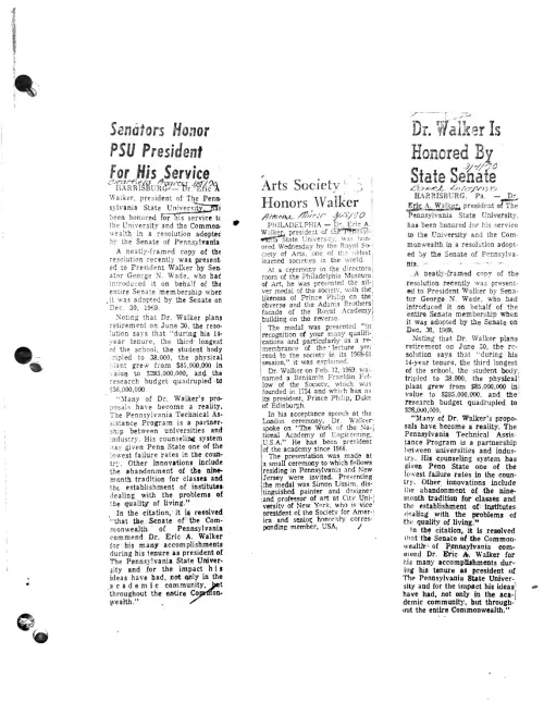 First page of Dr. Eric Walker Eric Walker Articles and IDA