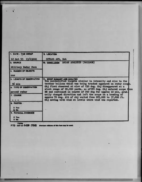 First page of 1953.10 - 6981256 - Offutt AFB, Neb
