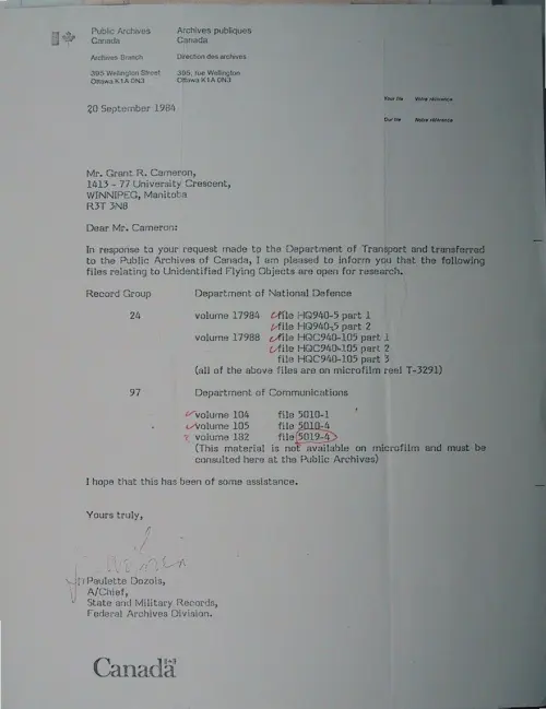 First page of Wilbert Smith Archives Files Box 1130 18 1130-18-p004
