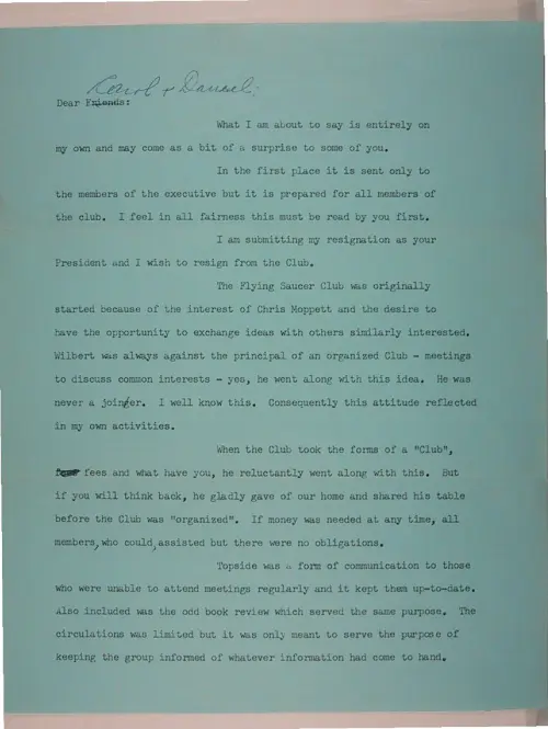 First page of Wilbert Smith Archives Files Box 1131 09 1131-09-p002
