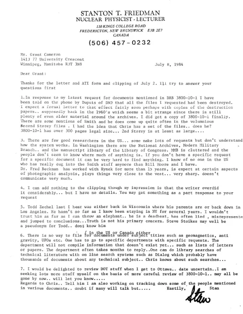 First page of Canada Stanton Friedman