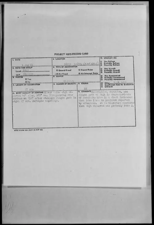First page of 1961.08 - 8296352 - 2621N 12650E (FAR EAST)