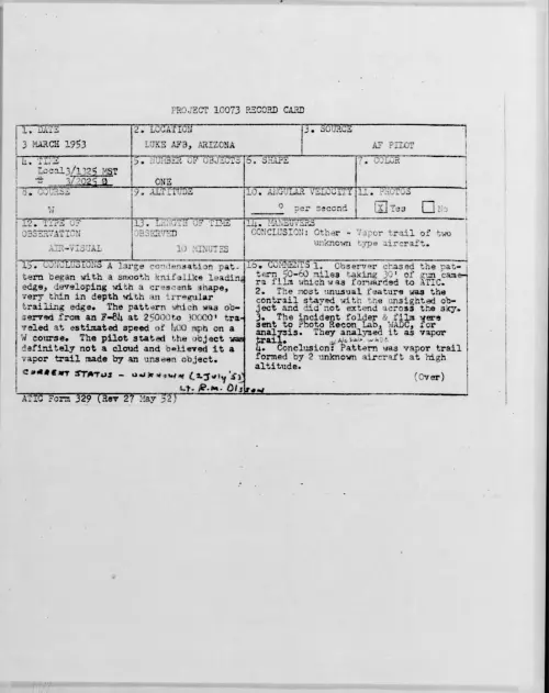 First page of 1953.03 - 9556340 - LUKE AFB, ARIZONA