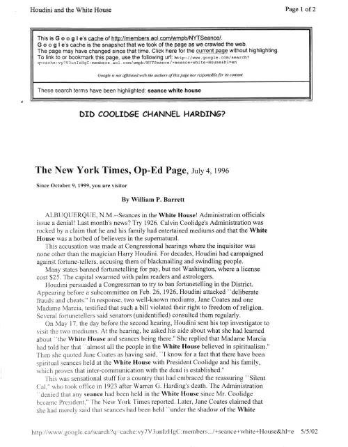 First page of Presidents Presidents Psychic