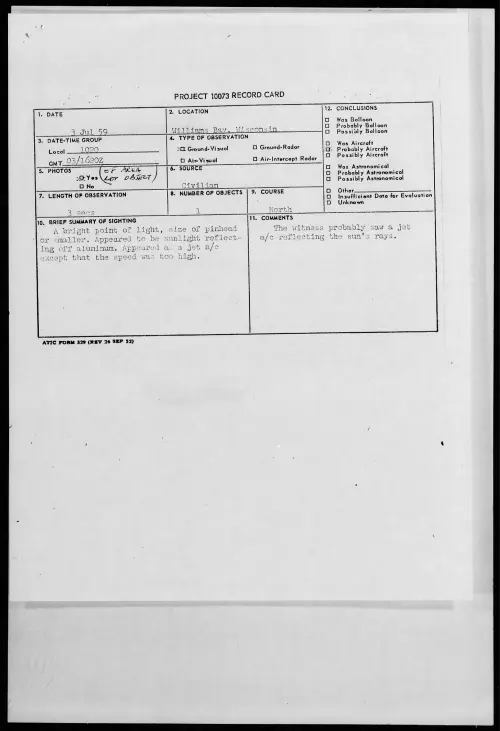First page of 1959.07 - 8407062 - Williams Bay, Wisconsin