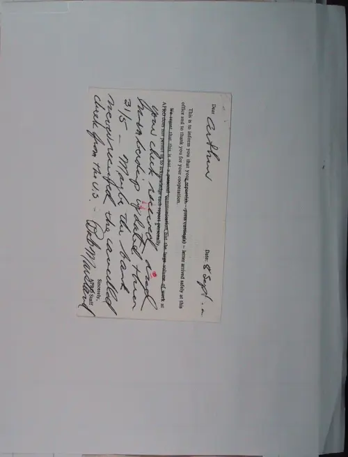 First page of Wilbert Smith Archives Files Box 1130 05 1130-05-p005