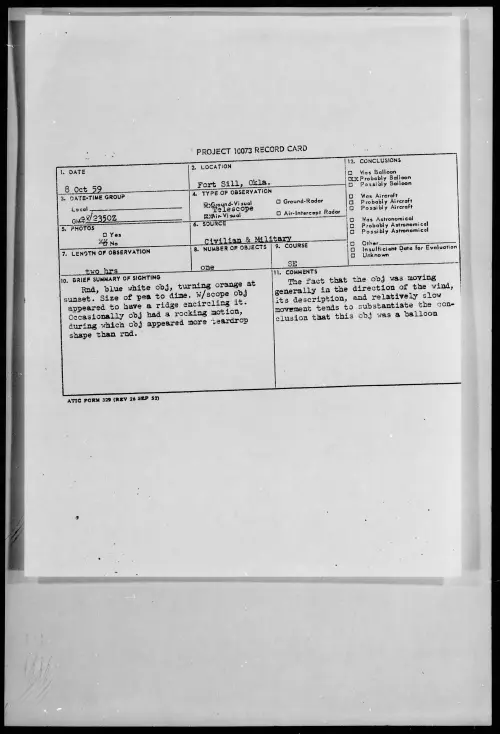 First page of 1959.10 - 6960245 - Fort Sill, Okla
